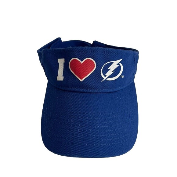 Vintage NHL Tampa Bay Lightning "I Heart Lightning" Visor Adjustable Blue - Picture 1 of 5